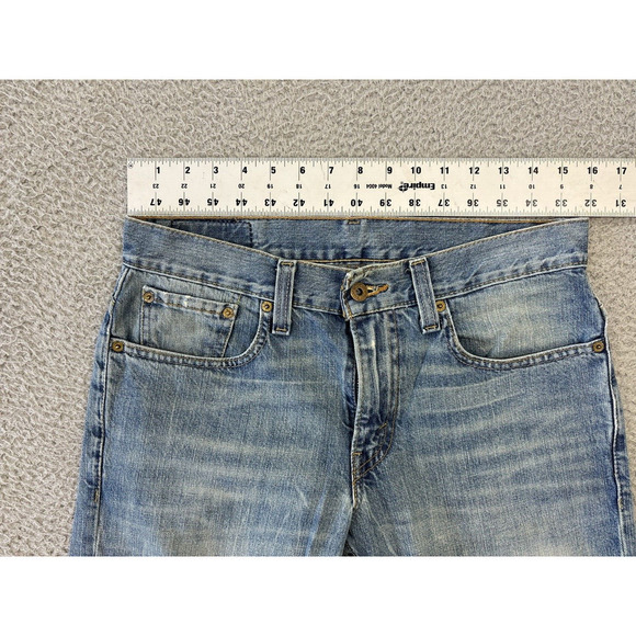 Levis 511 Jeans Mens Size 32x31 (32x32.5) Denim Straight Leather Patches Raw Hem - Picture 6 of 11